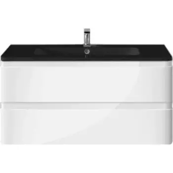 Тумба с раковиной Vincea Alba L.White 100x48 см, белый глянец (VMC-1A100LW, VCB-1RA100B)