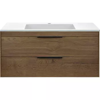 Тумба с раковиной Vincea Chiara 2D 100х47 T.Oak, раковина белая (VMC-2C2100TO, VCB-13100W)