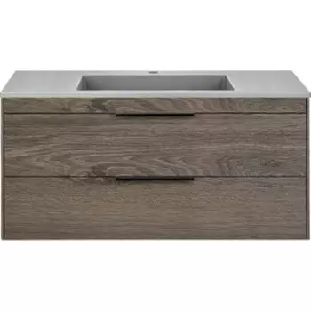 Тумба с раковиной Vincea Chiara 2D 100х47 R.Oak, раковина серая (VMC-2C2100RO, VCB-13100G)