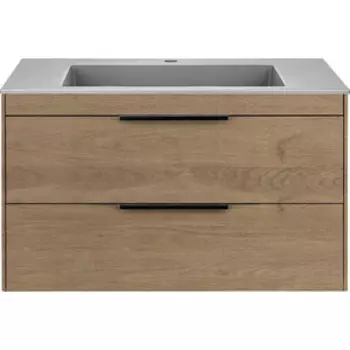 Тумба с раковиной Vincea Chiara 2D 80х47 N.Oak, раковина серая (VMC-2C2800NO, VCB-13800G)