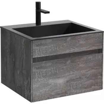 Тумба с раковиной Vincea Chiara 60х48 G.Stone, черная раковина (VMC-2C600GS, VCB-13600B)