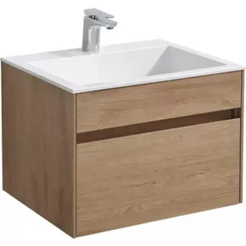 Тумба с раковиной Vincea Chiara 60х48 N.Oak, белая раковина (VMC-2C600NO VCB-13600W)