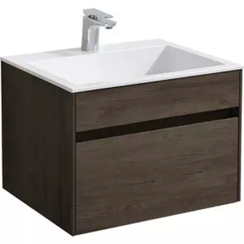Тумба с раковиной Vincea Chiara 60х48 R.Oak, белая раковина (VMC-2C600RO VCB-13600W)