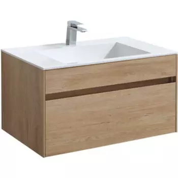 Тумба с раковиной Vincea Chiara 80х48 N.Oak, белая раковина (VMC-2C800NO, VCB-13800W)
