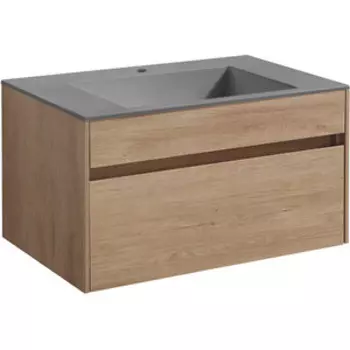Тумба с раковиной Vincea Chiara 80х48 N.Oak, серая раковина (VMC-2C800NO, VCB-13800G)