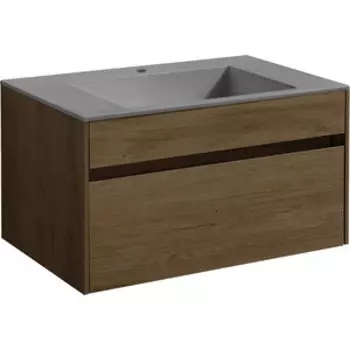 Тумба с раковиной Vincea Chiara 80х48 T.Oak, серая раковина (VMC-2C800TO, VCB-13800G)