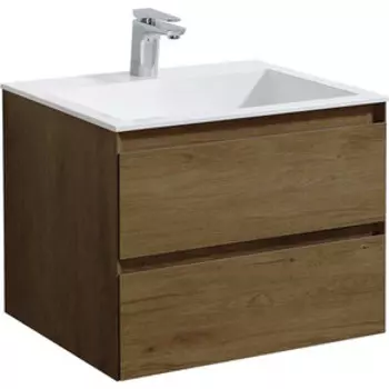 Тумба с раковиной Vincea Luka 60х48 T.Oak, белая раковина (VMC-2L600TO VCB-13600W)