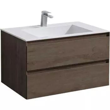Тумба с раковиной Vincea Luka 80х48 R.Oak, белая раковина (VMC-2L800RO, VCB-13800W)