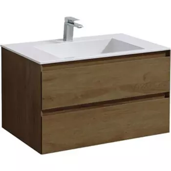 Тумба с раковиной Vincea Luka 80х48 T.Oak, белая раковина (VMC-2L800TO, VCB-13800W)