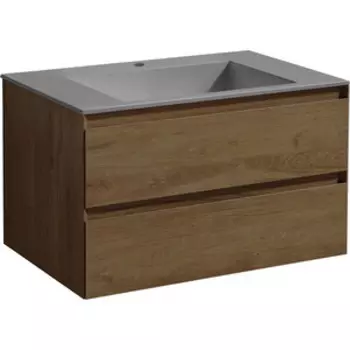 Тумба с раковиной Vincea Luka 80х48 T.Oak, серая раковина (VMC-2L800TO, VCB-13800G)