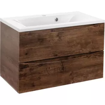 Тумба с раковиной Vincea Mia 75х45 R.Wood, белая раковина (VMC-2MA750RW, VCB-3M750W)