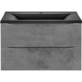 Тумба с раковиной Vincea Mia 80х45 Beton, черная раковина (VMC-2MA800BT, VCB-3M800B)