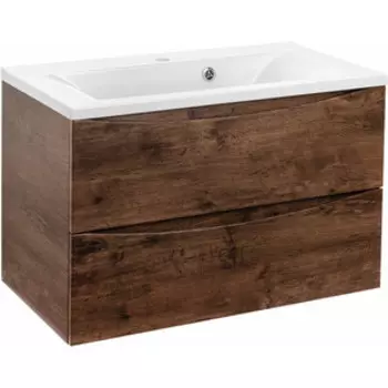 Тумба с раковиной Vincea Mia 80х45 R.Wood, белая раковина (VMC-2MA800RW, VCB-3M800W)