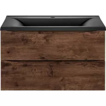 Тумба с раковиной Vincea Mia 80х45 R.Wood, черная раковина (VMC-2MA800RW, VCB-3M800B)