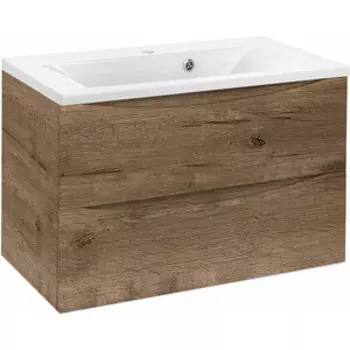 Тумба с раковиной Vincea Mia 80х45 V.Oak, белая раковина (VMC-2MA800VO, VCB-3M800W)