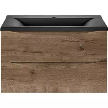 Тумба с раковиной Vincea Mia 80х45 V.Oak, черная раковина (VMC-2MA800VO, VCB-3M800B)