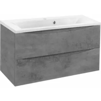 Тумба с раковиной Vincea Mia 90х45 Beton, белая раковина (VMC-2MA900BT, VCB-3M900W)