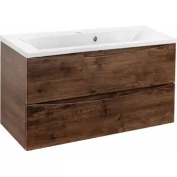 Тумба с раковиной Vincea Mia 90х45 R.Wood, белая раковина (VMC-2MA900RW, VCB-3M900W)