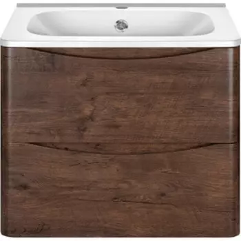 Тумба с раковиной Vincea Paola 60 подвесная, R.Wood (VMC-2P600RW + VCB-2VP600W)