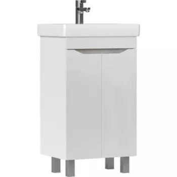 Тумба с раковиной Volna Lake 50х35 напольная, белая/бетон светлый (tnLAKE50.2D-01, 4620000149286)