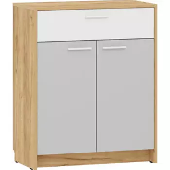 Тумба Сильва Нортон НМ 013.76 серый камень/белый фасадный, дуб крафт золотой