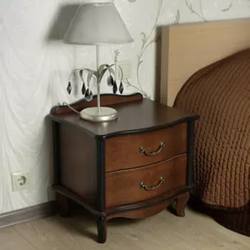 Тумбочка Мебелик Джульетта широкая 2 ящика орех (П0006742)