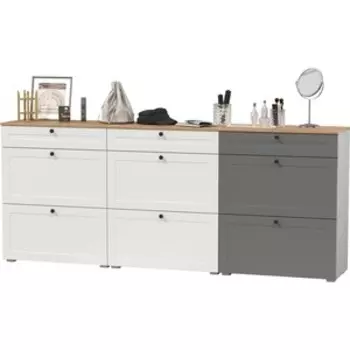 Тумбы для обуви Моби Остин 16.121 3 шт цвет белый шагрень/серый графит/дуб крафт золотой (1027941)