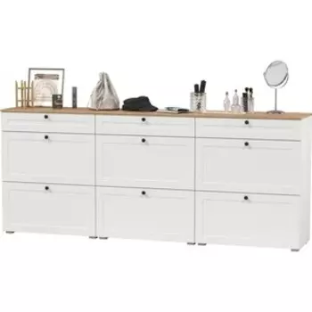 Тумбы для обуви Моби Остин 16.121 3 шт цвет белый шагрень/дуб крафт золотой (1027938)