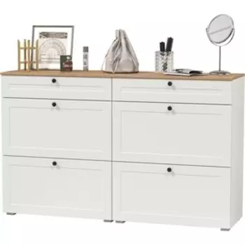 Тумбы для обуви Моби Остин 16.121 2 шт цвет белый шагрень/дуб крафт золотой (1027936)