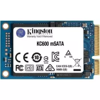 Твердотельный накопитель Kingston SSD KC600, 256GB, mSATA, SATA3, 3D TLC, R/W 550/500MB/s, IOPs 90 000/80 000, TBW 150, DWPD 0.32 (5 лет) (SKC600MS/256G)
