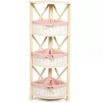 Угловая этажерка TetChair Secret de Maison angulaire 3 (mod. PE-04) paulownia, мдф butter white (слоновая кость) ткань красная клетка