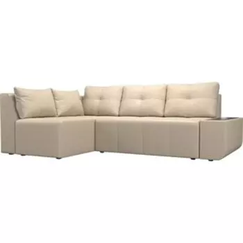 Угловой диван АртМебель Амадэус экокожа бежевый левый угол