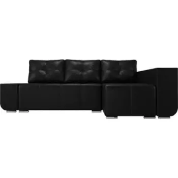 Угловой диван АртМебель Амадэус Люкс экокожа черный правый угол