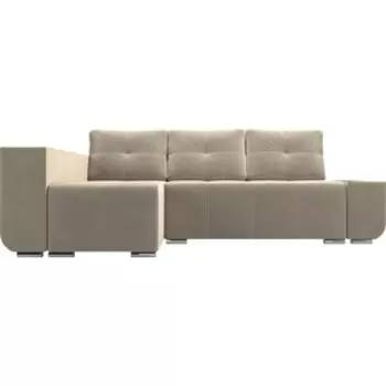 Угловой диван АртМебель Амадэус Люкс микровельвет бежевый левый угол