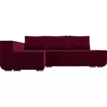 Угловой диван АртМебель Амадэус Люкс микровельвет бордовый левый угол