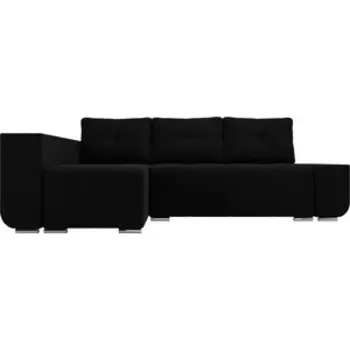 Угловой диван АртМебель Амадэус Люкс микровельвет черный левый угол