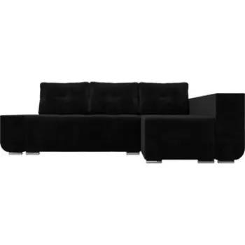 Угловой диван АртМебель Амадэус Люкс велюр черный правый угол