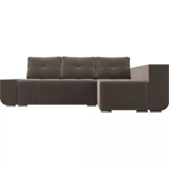 Угловой диван АртМебель Амадэус Люкс велюр коричневый правый угол