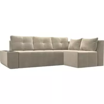 Угловой диван АртМебель Амадэус микровельвет бежевый правый угол