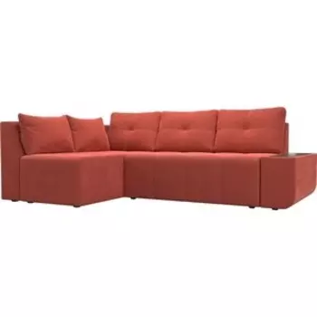 Угловой диван АртМебель Амадэус микровельвет коралловый левый угол