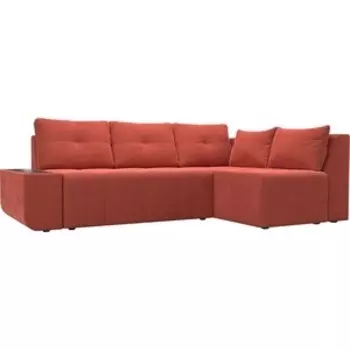 Угловой диван АртМебель Амадэус микровельвет коралловый правый угол