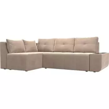 Угловой диван АртМебель Амадэус велюр бежевый левый угол