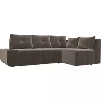 Угловой диван АртМебель Амадэус велюр коричневый правый угол