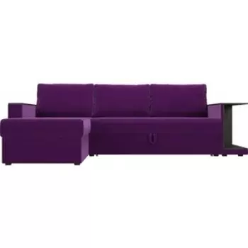 Угловой диван АртМебель Атланта С микровельвет фиолетовый левый угол