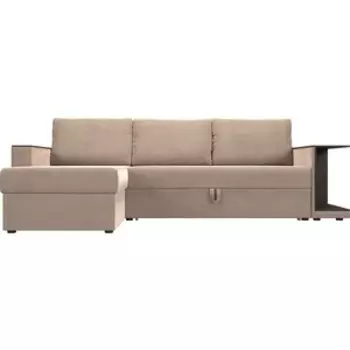 Угловой диван АртМебель Атланта С велюр бежевый левый угол