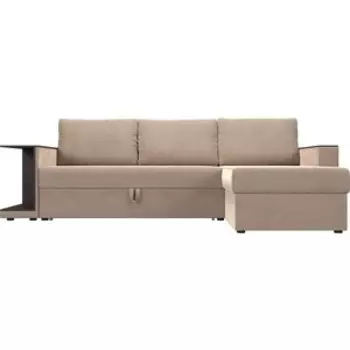Угловой диван АртМебель Атланта С велюр бежевый правый угол
