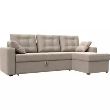 Угловой диван АртМебель Камелот рогожка коричневый правый угол