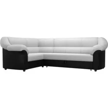 Угловой диван АртМебель Карнелла экокожа белый/черный левый угол