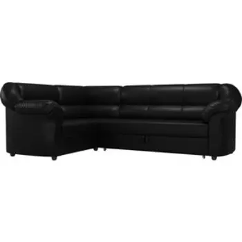 Угловой диван АртМебель Карнелла экокожа черный левый угол
