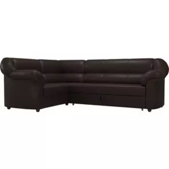 Угловой диван АртМебель Карнелла экокожа коричневый левый угол